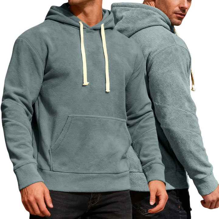 Herren nan samtweicher Kapuzenpullover mit Nahtdetails, Kängurutasche und Kontrastkordel Echo Archiv