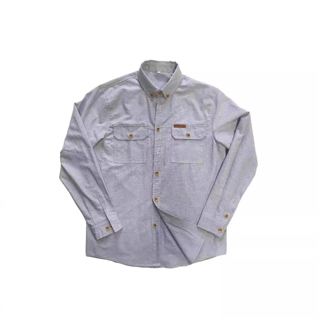 Herren Langarm-Hemd mit robusten Brusttaschen und klassischem Button-Down-Kragen Echoarchiv