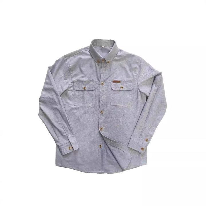Herren Langarm-Hemd mit robusten Brusttaschen und klassischem Button-Down-Kragen Echoarchiv