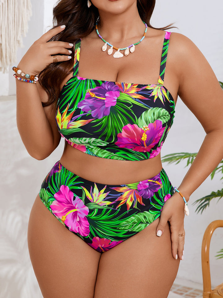 Damen Hochgeschnittenes Bikini-Set mit farbenfrohem Blumendesign Echo Archiv
