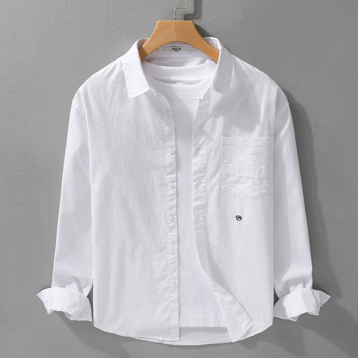 Herren Leichtes Baumwoll-Overshirt im Hemdjackenstil mit Kentkragen, aufgesetzter Brusttasche und Relaxed‑Fit Echoarchiv
