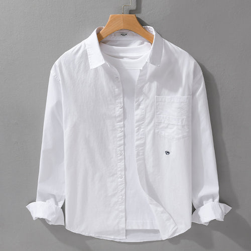 Herren Leichtes Baumwoll-Overshirt im Hemdjackenstil mit Kentkragen, aufgesetzter Brusttasche und Relaxed‑Fit Echoarchiv