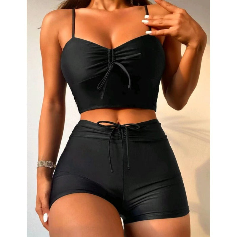 Damen Sportliches Crop-Top mit hoher Taille und verstellbarem Bund Echo Archiv