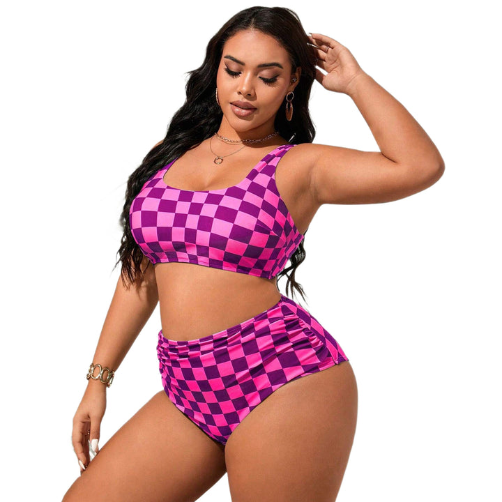 Damen Hochtailliertes Bikini-Set mit kariertem Design Echo Archiv