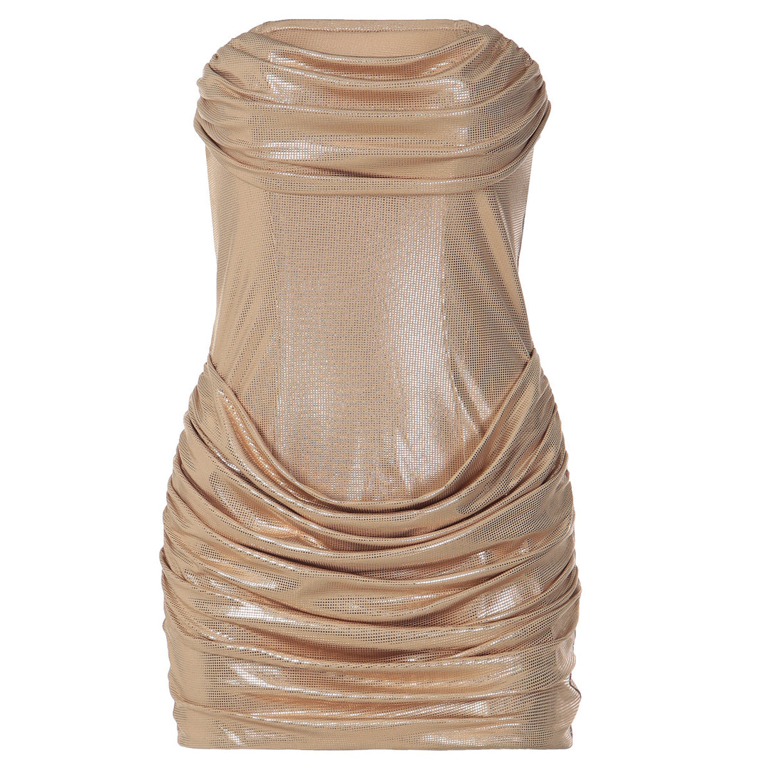 Damen Mini-Kleid mit schimmerndem Material und raffinierten Drapierungen Echo Archiv