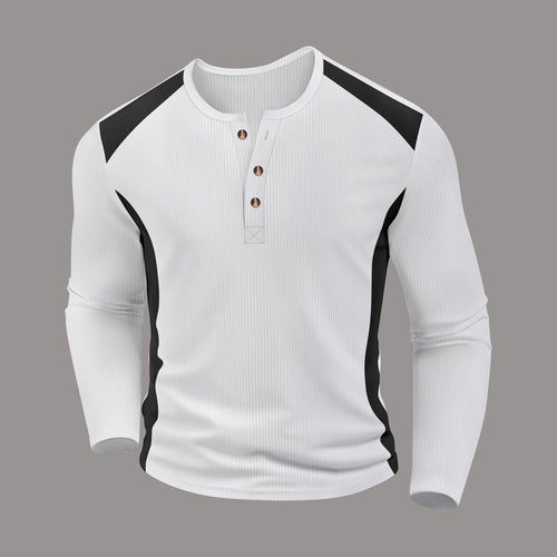 Herren Longsleeve-Shirt mit Knopfleiste und sportlichen Akzenten Echoarchiv