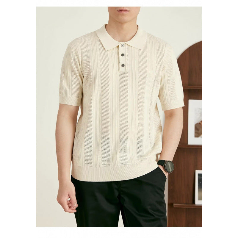 Herren Kurzarm Strick-Polo-Shirt Echo Archive