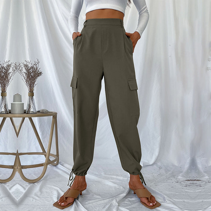 Damen High-Waist Cargo-Joggerhose mit Pattentaschen und Saum-Tunnelzug Echoarchiv