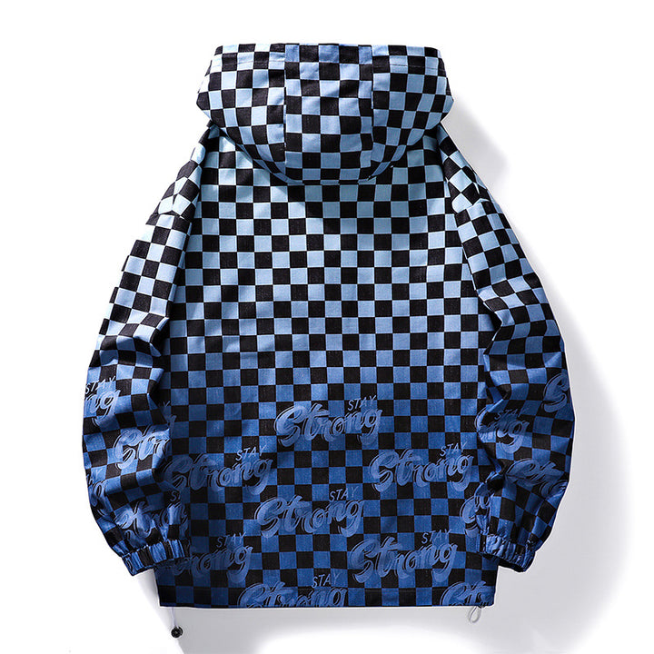 Unisex Sportliche Kapuzenjacke mit auffälligem Schachmuster Echoarchiv
