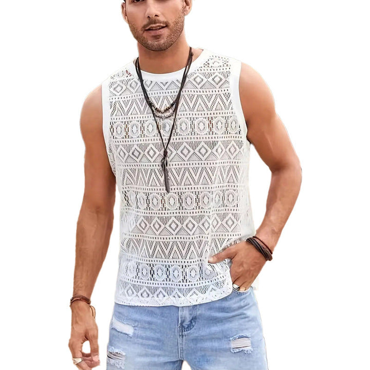 Herren Ärmelloses Netzshirt mit strukturiertem Design Echoarchiv