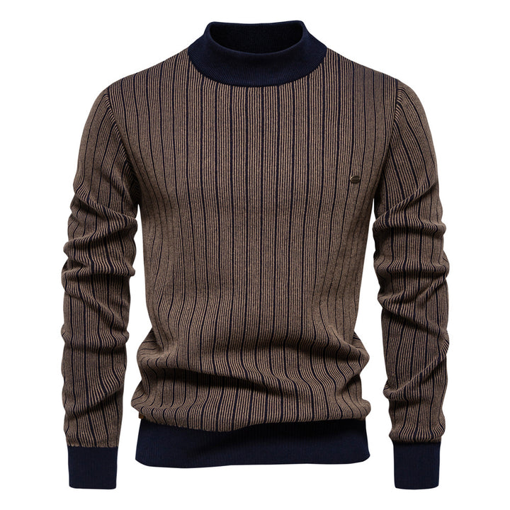 Herren Feinstrickpullover mit Rollkragen und Streifenmuster Echoarchiv