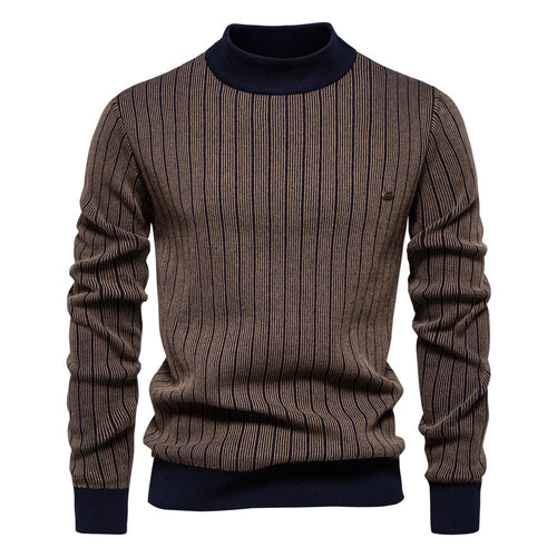 Herren Feinstrickpullover mit Rollkragen und Streifenmuster Echoarchiv