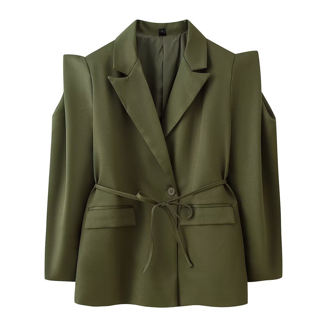 Damen Blazer mit Schulter-Cutouts, Taillengürtel und Ein-Knopf-Verschluss Echo Archiv