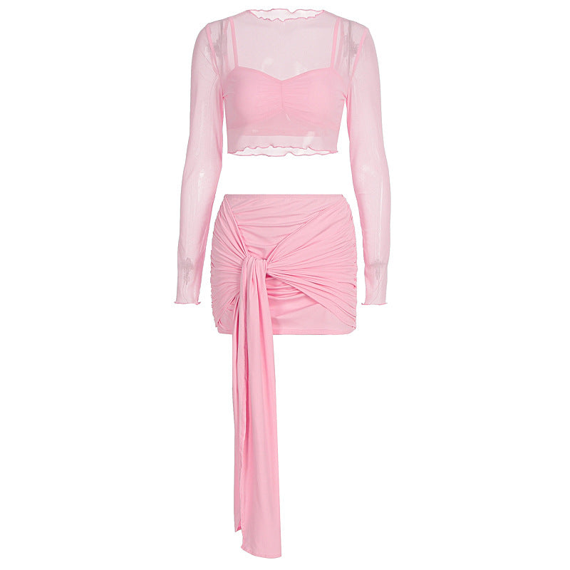 Damen Crop Top und Rock Set mit modischen Raffungselementen Echo Archiv