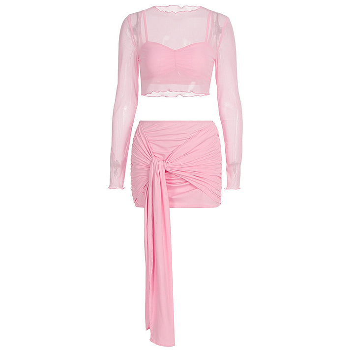 Damen Crop Top und Rock Set mit modischen Raffungselementen Echo Archiv