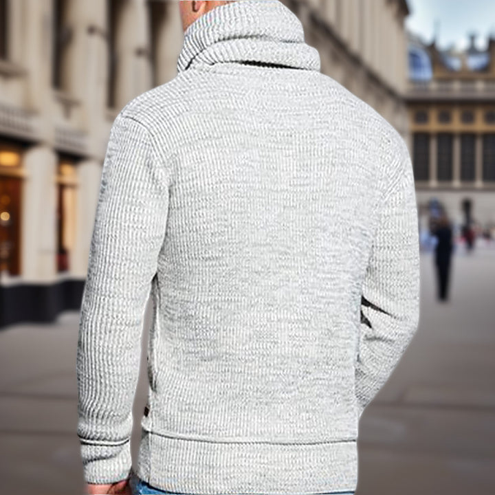 Herren Strickpullover mit hohem Kragen und seitlichen Taschen Echoarchiv