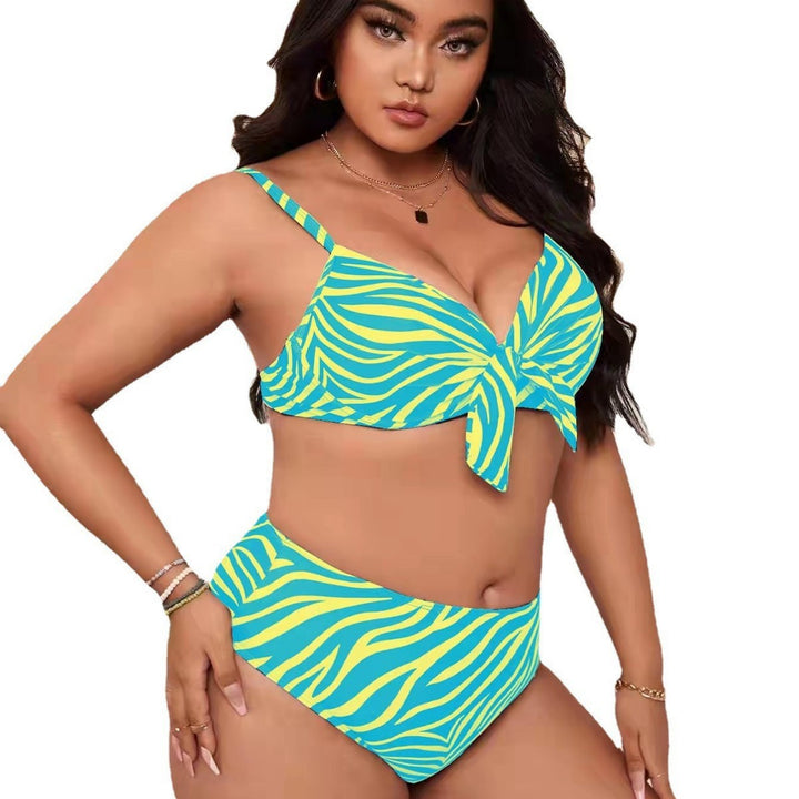 Damen Bikini-Set mit modischem Zebra-Muster und verstellbarem Knoten Echo Archiv
