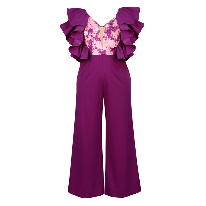 Damen eleganter Jumpsuit mit voluminösen Rüschendetails Echo Archiv