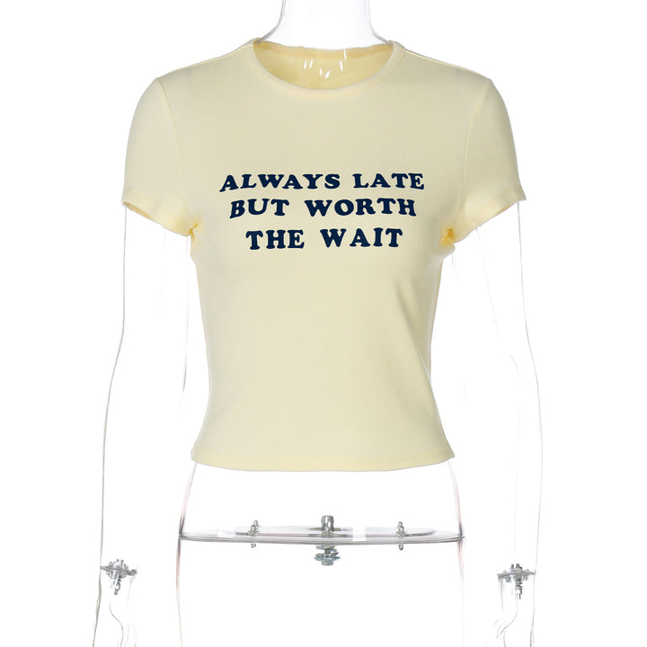 Damen Kurzes Statement T-Shirt mit Rundhalsausschnitt Echo Archiv