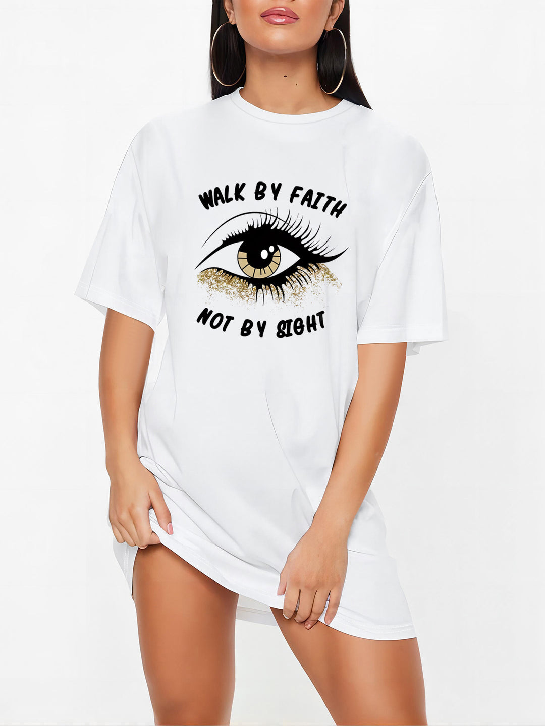 Damen Oversized T-Shirt mit inspirierendem Schriftzug und auffälligem Grafikdesign Echo Archiv