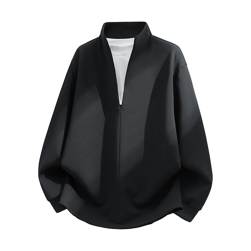 Unisex Oversize-Sweatshirt mit Stehkragen, halber Öffnung und abgerundetem Saum Echoarchiv