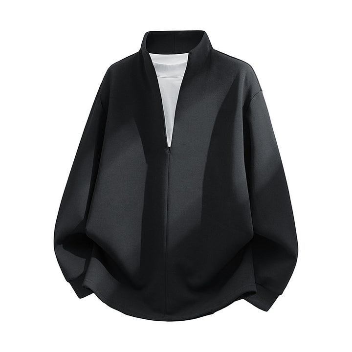 Unisex Oversize-Sweatshirt mit Stehkragen, halber Öffnung und abgerundetem Saum Echoarchiv