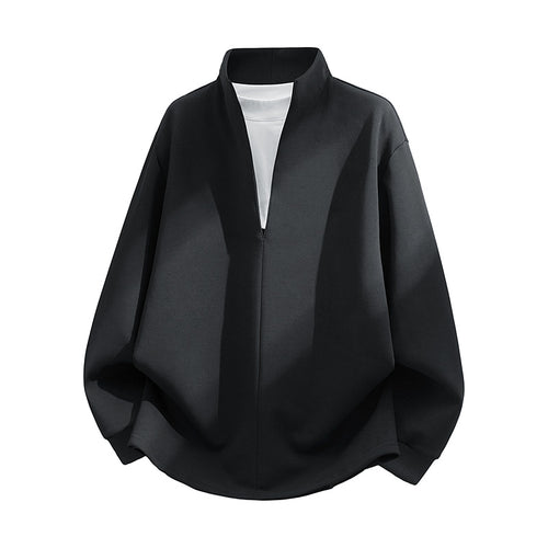 Unisex Oversize-Sweatshirt mit Stehkragen, halber Öffnung und abgerundetem Saum Echoarchiv