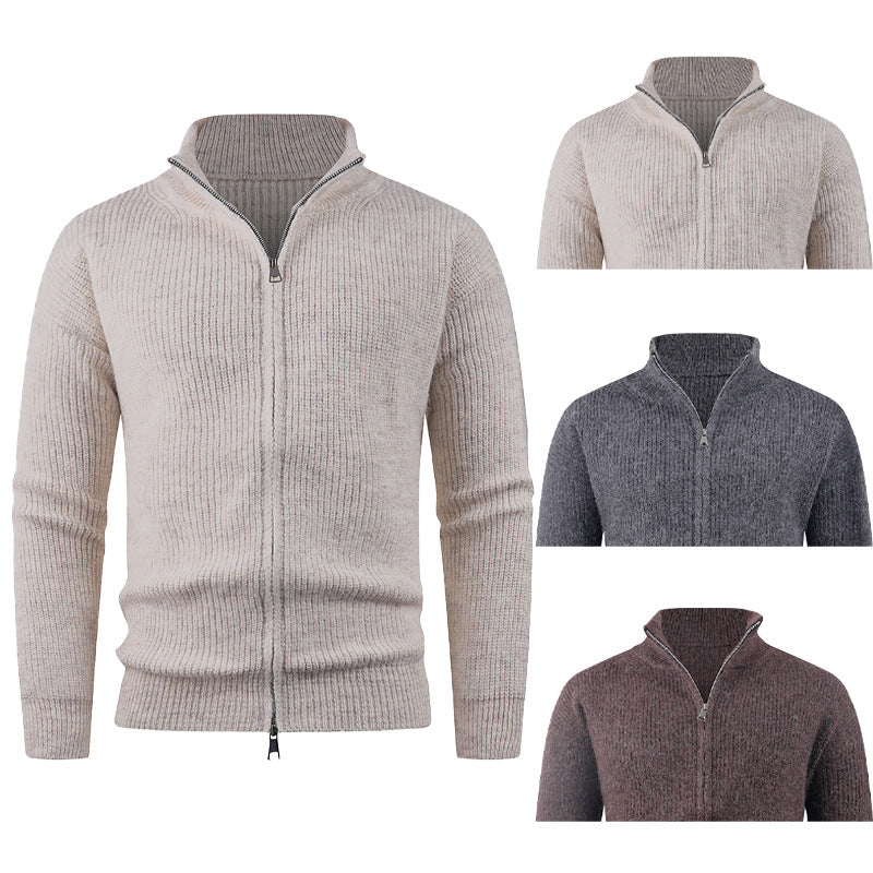 Herren Strickpullover mit hohem Kragen und dekorativem Reißverschluss Echoarchiv