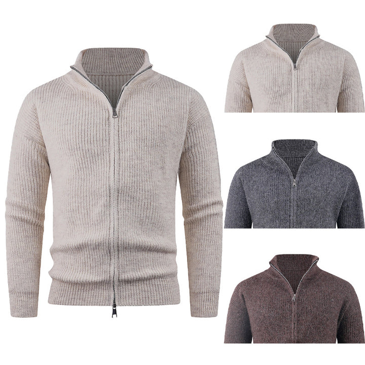 Herren Strickpullover mit hohem Kragen und dekorativem Reißverschluss Echoarchiv