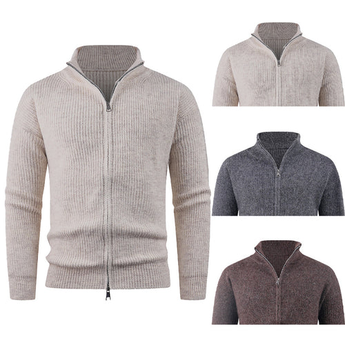 Herren Strickpullover mit hohem Kragen und dekorativem Reißverschluss Echoarchiv