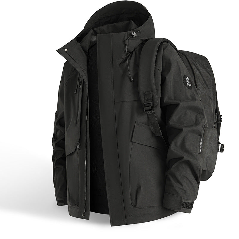 Herren technische Allwetterjacke mit praktischen Taschen und verstellbarem Kragen Echoarchiv