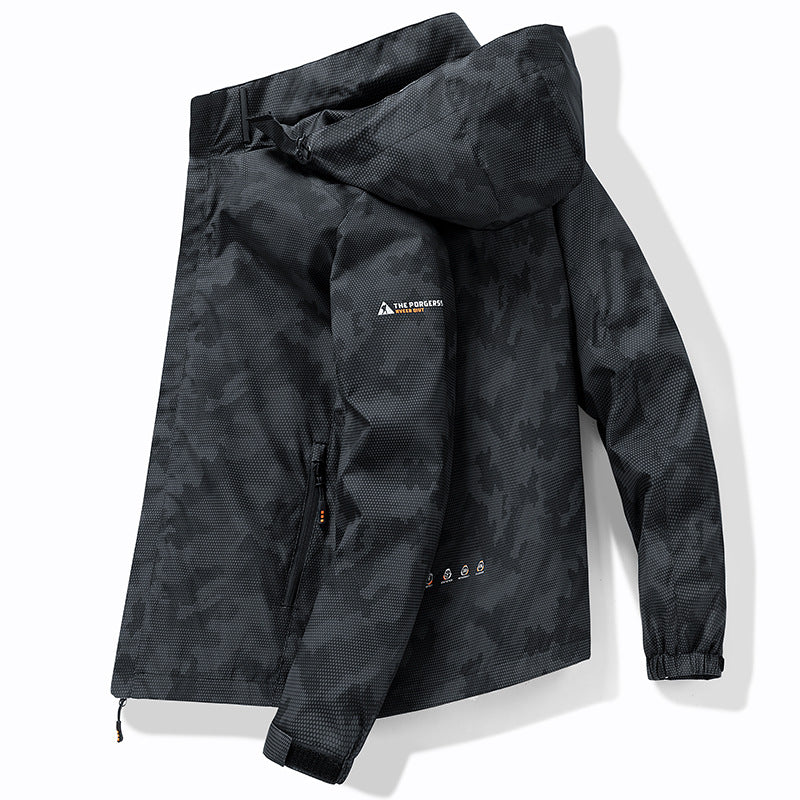 Herren Wetterfeste Outdoor-Jacke mit verstellbarem Kapuzenkragen Echo Archiv