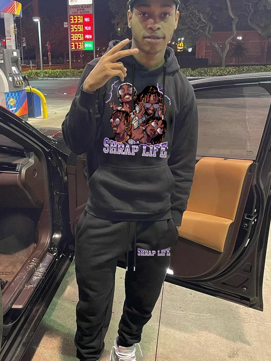 Herren Hoodie und Jogginghose Set mit kreativem Grafikdruck Echoarchiv