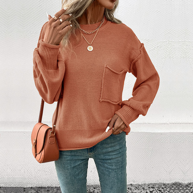 Damen Lässiger Strickpullover mit aufgesetzter Tasche Echo Archiv