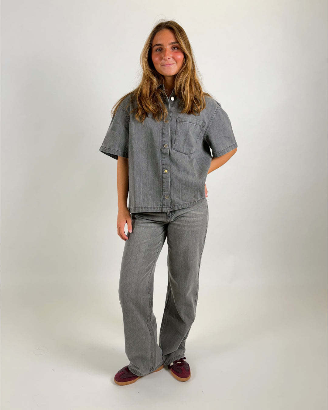 Damen Denim-Hemdjacke im lässigen Oversized-Schnitt Echo Archiv