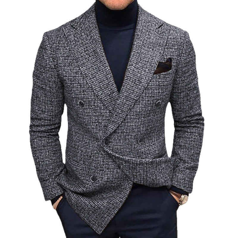 Herren nan doppelreihiger Struktur-Blazer mit schmaler Silhouette und aufgesetzter Brusttasche Echo Archiv
