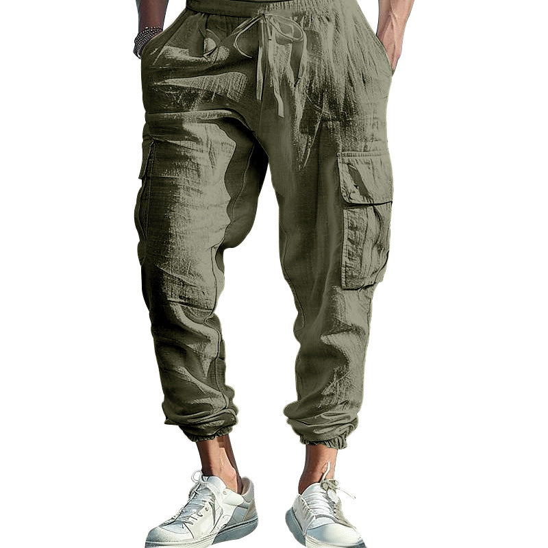 Herren luftige Cargo-Hose mit elastischem Bund und seitlichen Taschen Echoarchiv