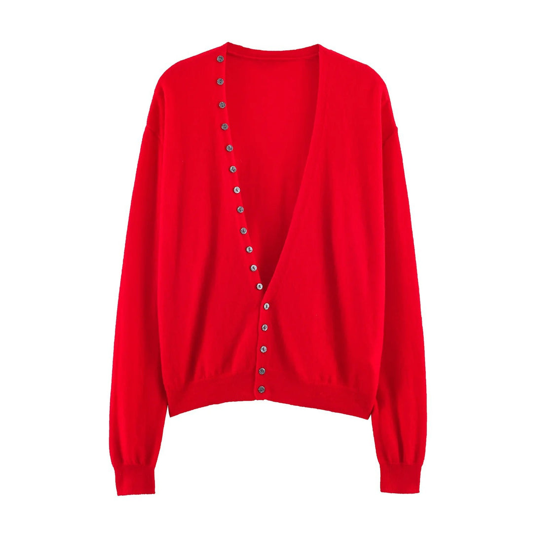 Damen Tiefer V‑Ausschnitt Cardigan mit asymmetrischer Knopfleiste Echo Archiv