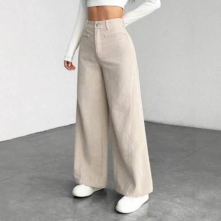 Damen Elegant und hoch taillierte Plisseehose Echo Archiv