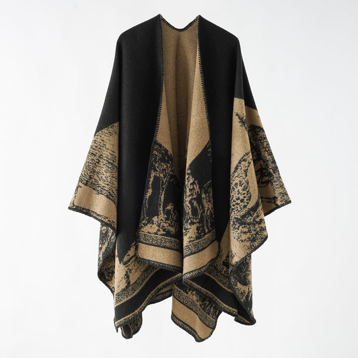 Damen Jacquard-Wollmix-Überwurf mit offenem Kimono-Fall und weichem Griff Echo Archiv