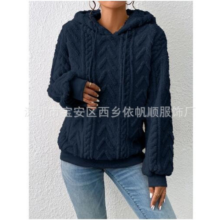 Damen Flauschiger Kapuzenpullover im Zopfmuster mit Oversize-Schnitt Echo Archiv