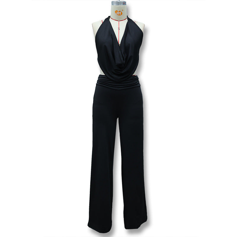 Damen Jumpsuit mit elegantem Wickeldetail und weiten Beinpartien Echo Archiv