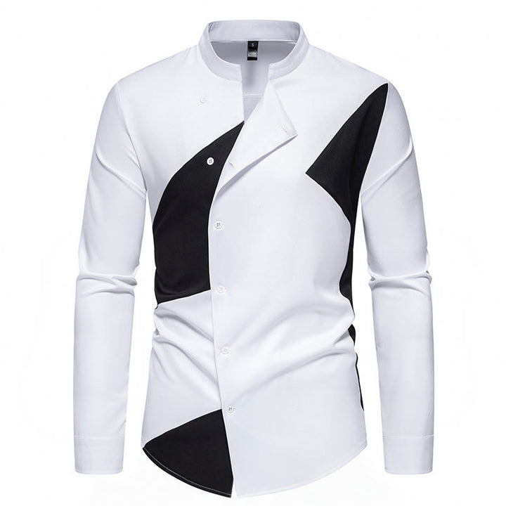 Herren Designer Hemd mit asymmetrischem Farbblock Echoarchiv