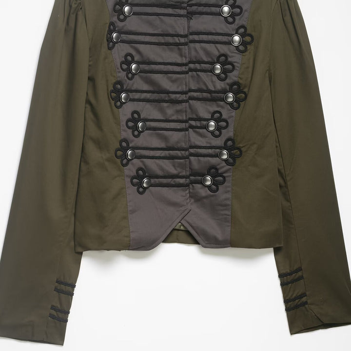 Damen Militärinspirierte Kurzjacke mit Zierkordeln, Stehkragen und Epauletten Echo Archiv