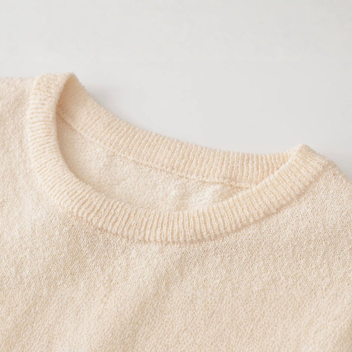 Damen Feinstrickpullover mit Spitzenbesatz und Bogenkante Echoarchiv