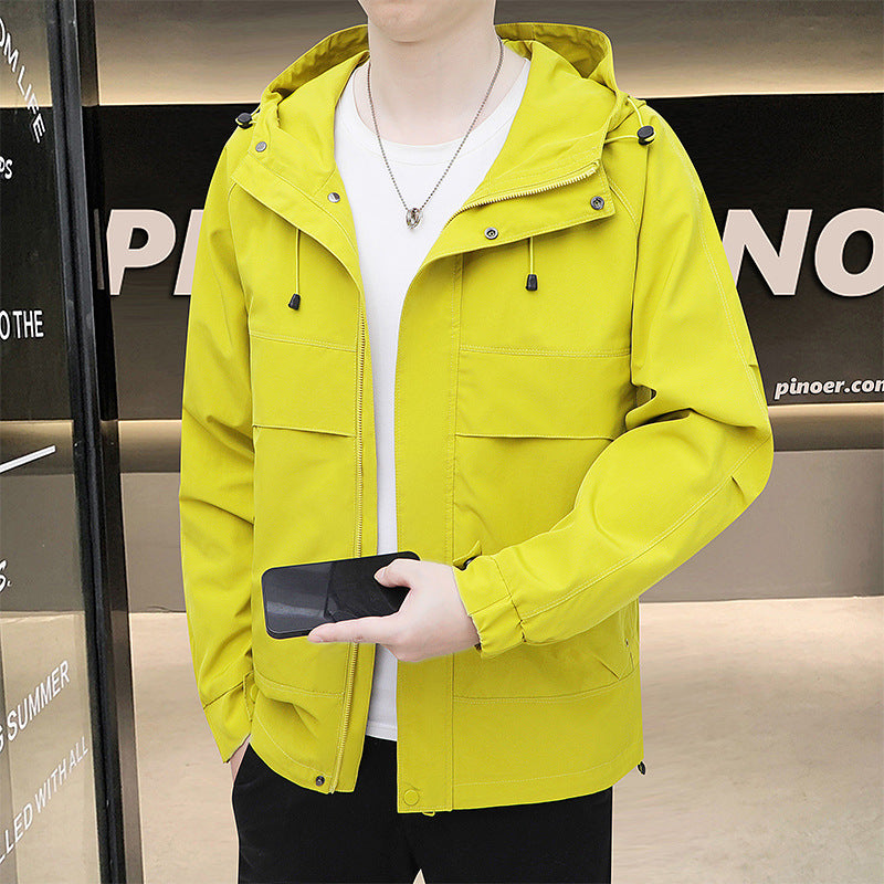 Herren Leichte Übergangsjacke mit funktionalen Taschen und verstellbarem Kapuzendeckel Echoarchiv