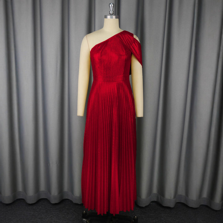 Damen Glamouröses Ein-Schulter Abendkleid mit Plissee-Falten Echo Archiv