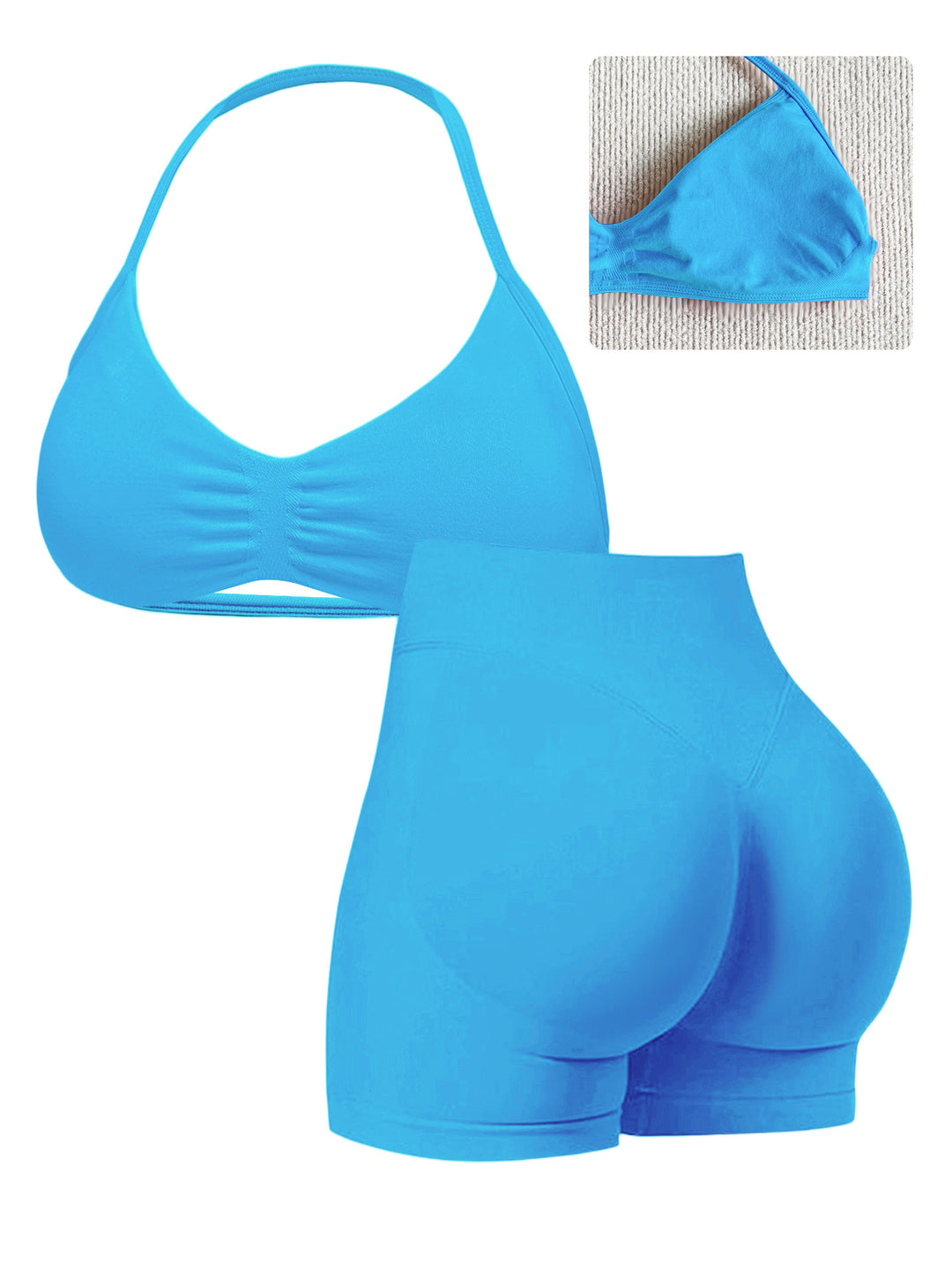 Damen Sport-Bikini-Oberteil mit hoch geschnittenen Shorts und nahtlosem Design Echo Archiv