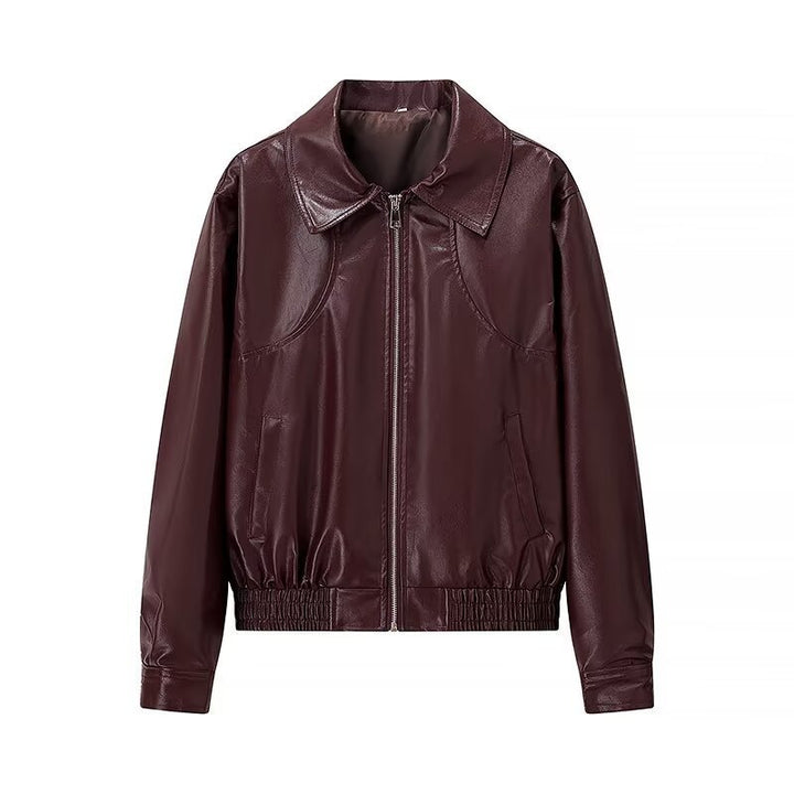 Damen Glänzende Kunstleder-Blousonjacke mit Reißverschluss und elastischem Saum Echo Archiv