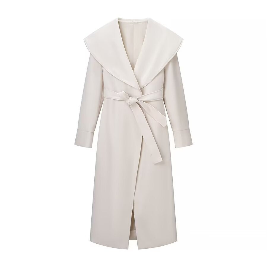 Damen Eleganter Mantel mit übergroßem Schalkragen und Bindegürtel Echo Archiv